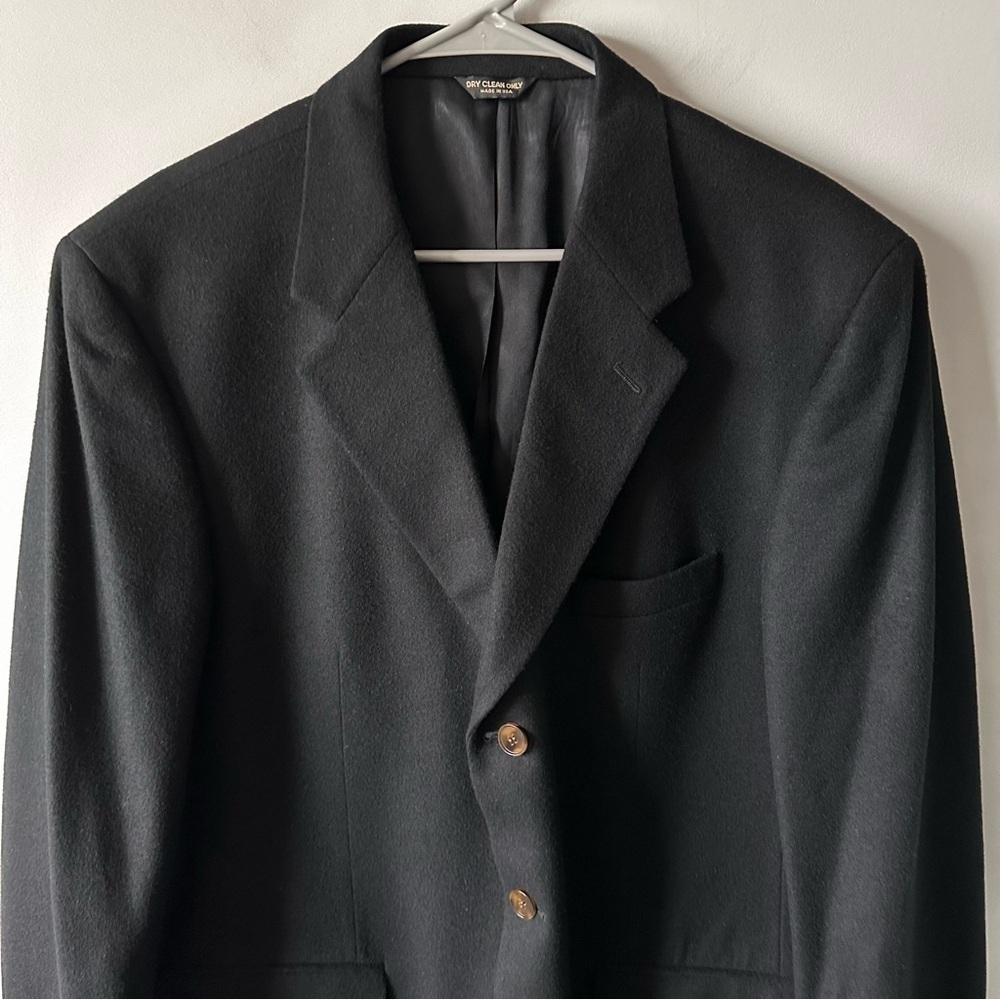 Bill Blass Blazer Men's 44L Black Single Breasted 3 Button 100% Cashmere - Picture 2 of 15